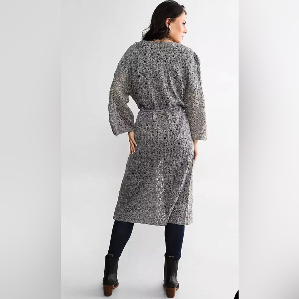 Daytrip Lightweight Cardigan Duster NEW Women Small Grey Long Open Knit Cover Up - Picture 5 of 15